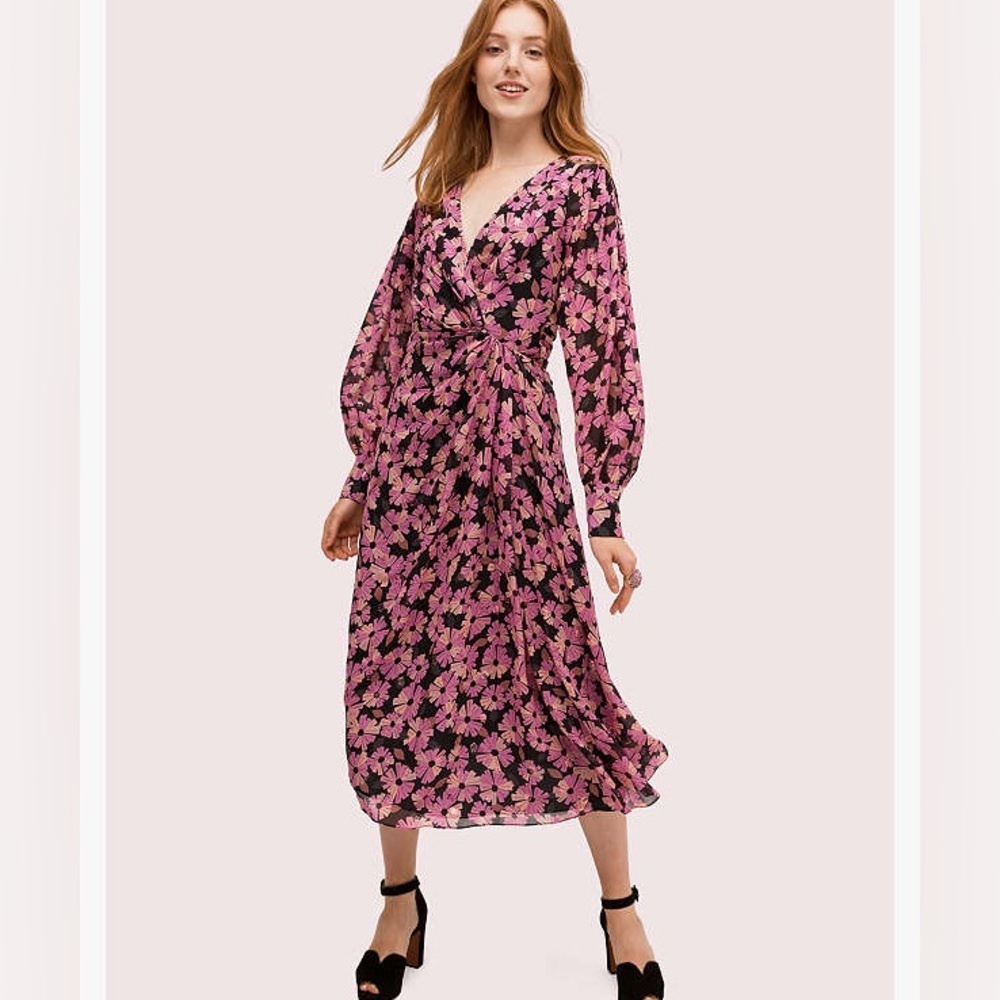 Kate Spade Wallflower Chiffon Midi Dress Nwot